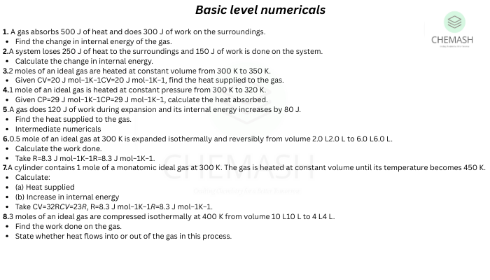 Thermodynamics Numerical Problems